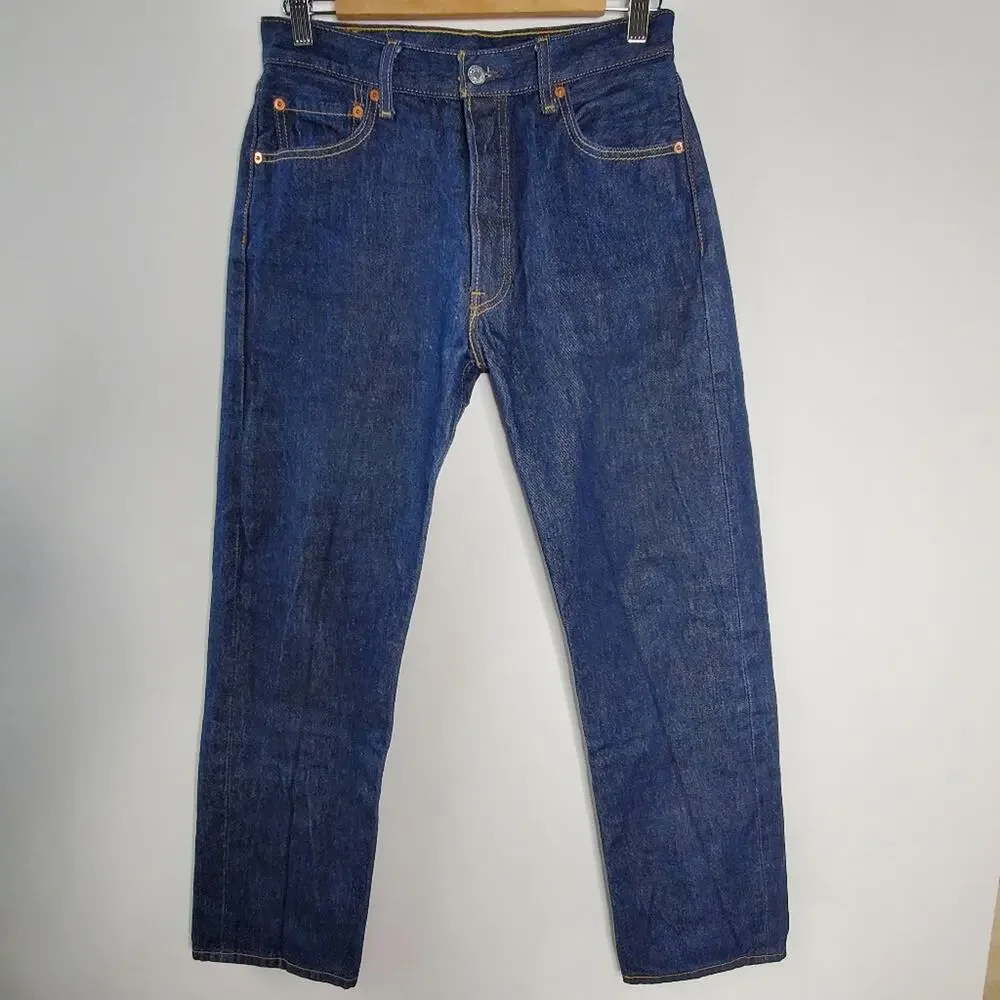Levi's Strauss Dark wash 501 Button-fly straight leg jeans 31x32